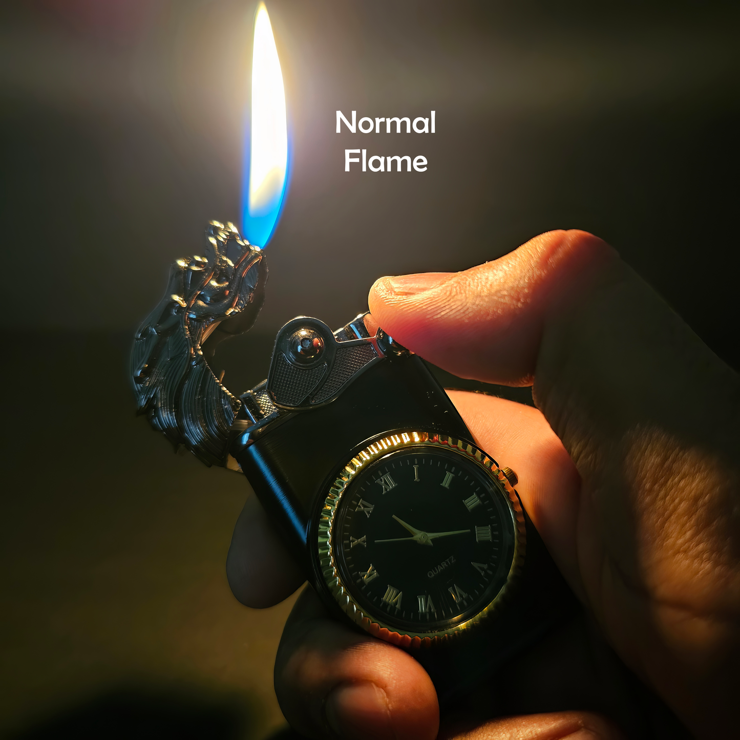 2 in One Dual Flame Dragon Lighter With Inbuilt Watch