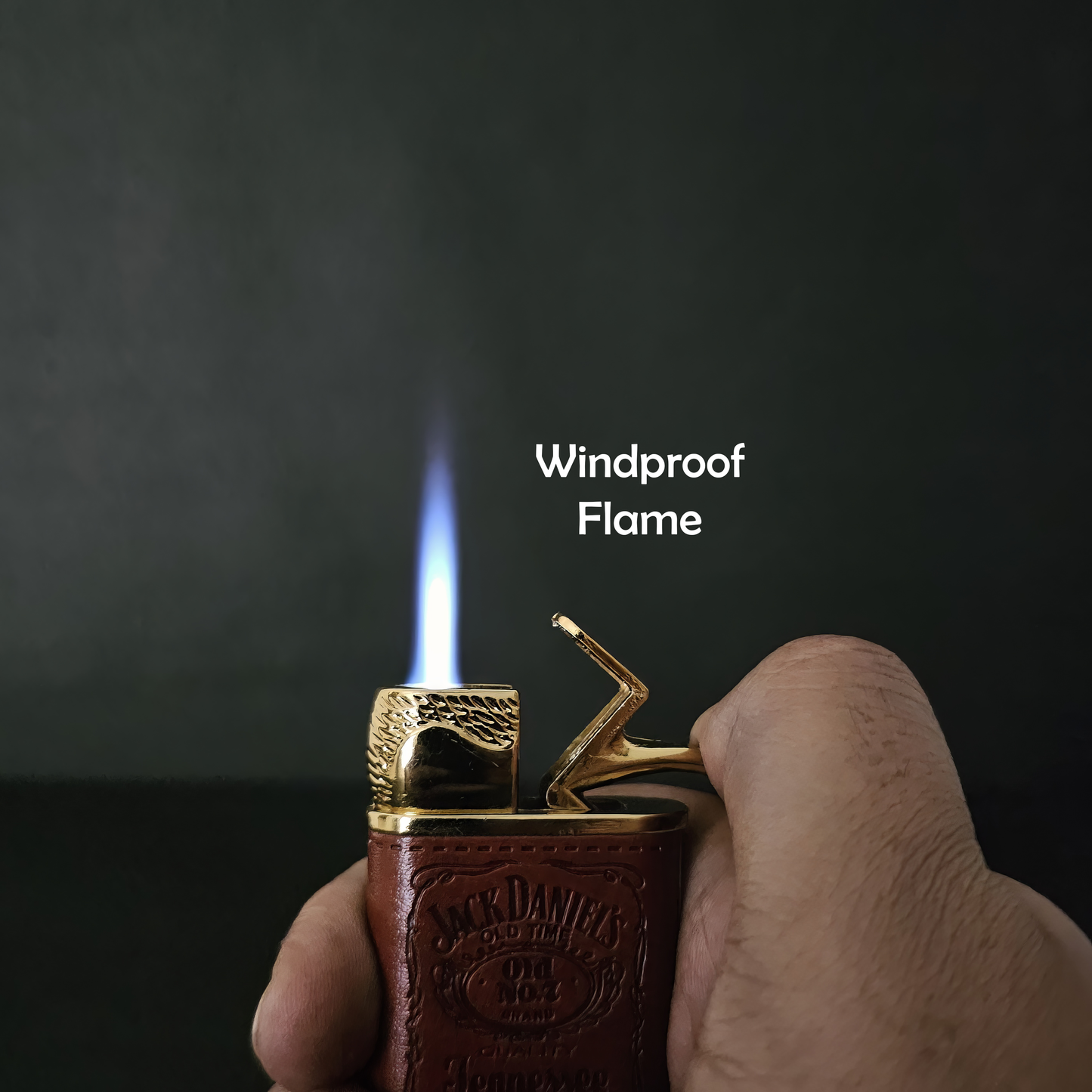 Old School Leather Jet Flame Lighter