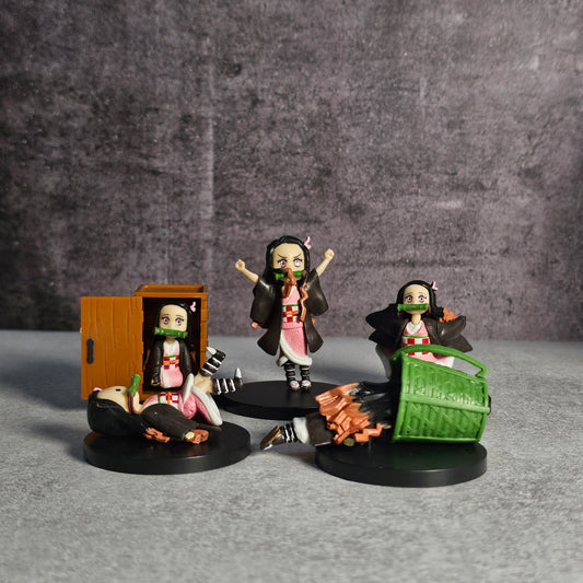 Demon-Inspired Bamboo Girl Figure Set – Set of 5 Collectible Anime Figures