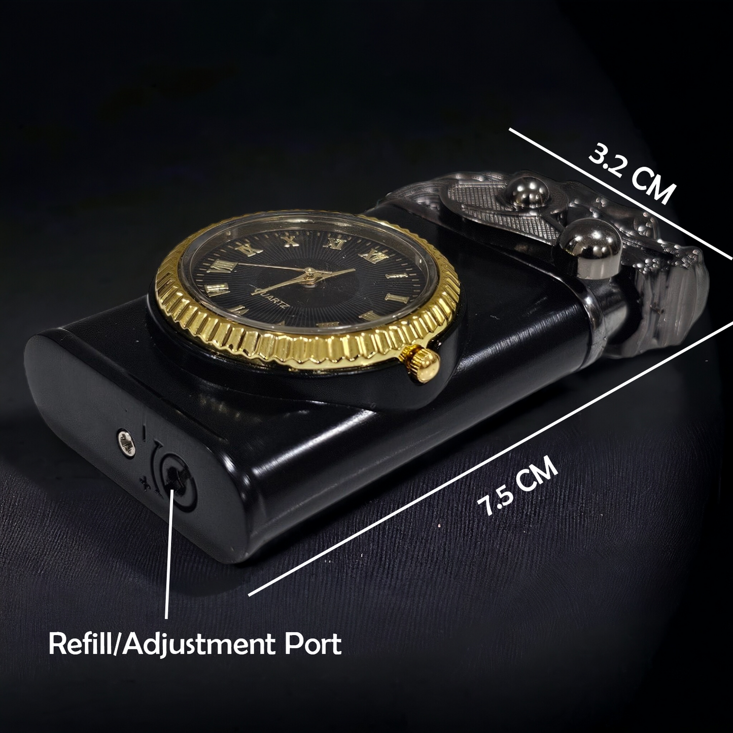 2 in One Dual Flame Dragon Lighter With Inbuilt Watch