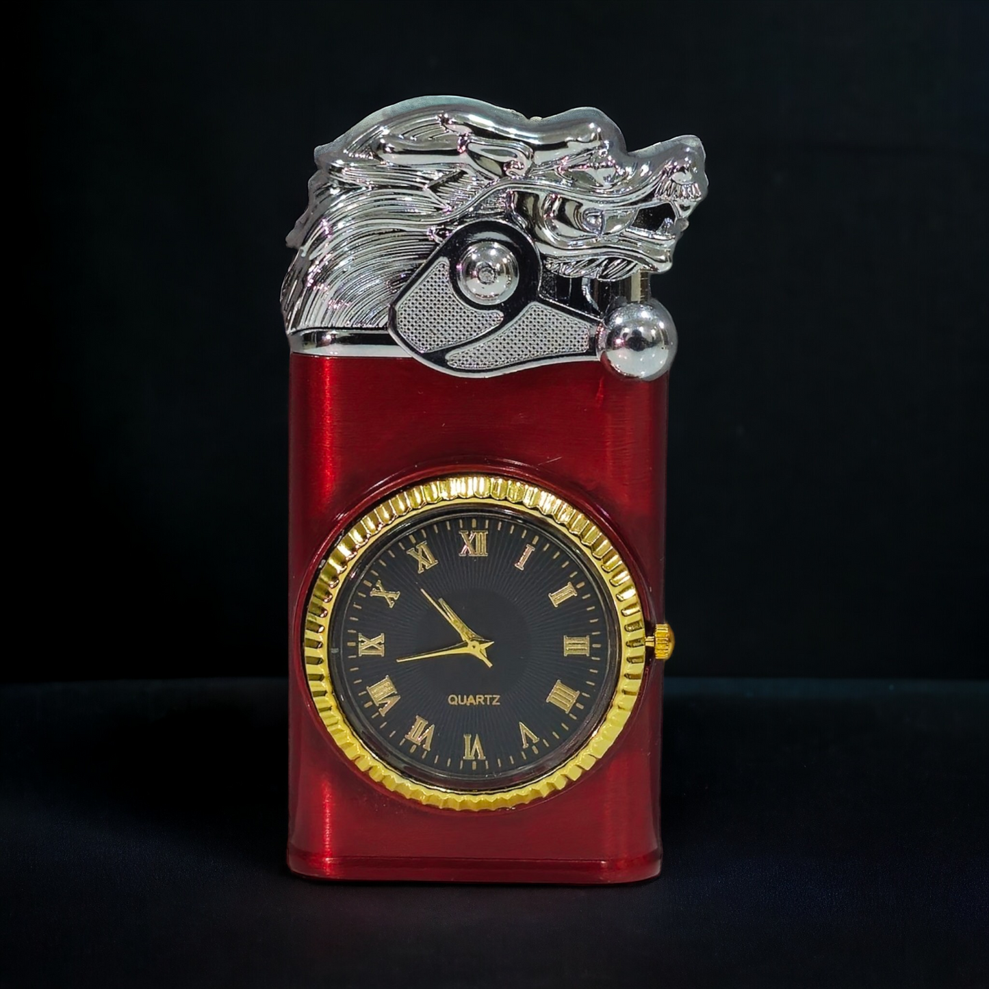 2 in One Dual Flame Dragon Lighter With Inbuilt Watch