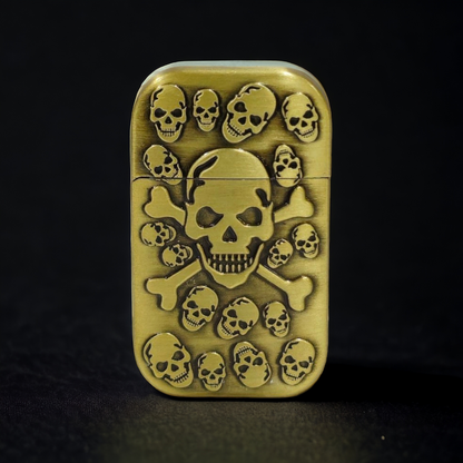 Skull Engraved Golden Jet Flame Lighter - Bold Design & Precision Flame