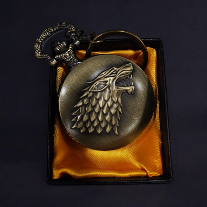 Wolf Engraved Pocket Watch - Game of Thrones Collectible